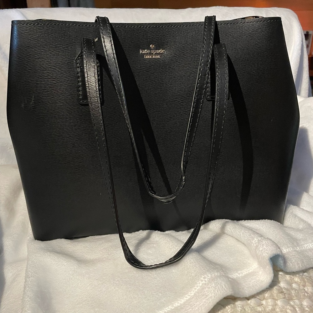 Kate Spade Black Leather Structured Tote